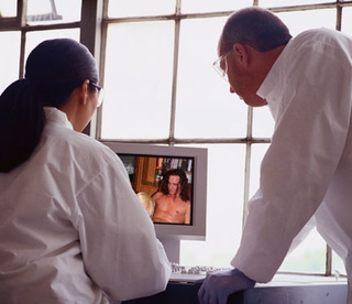 Scientists closely examine the rare male-orgasm footage.